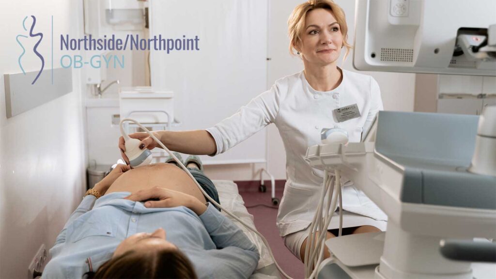 Female patient lying down during an ultrasound exam